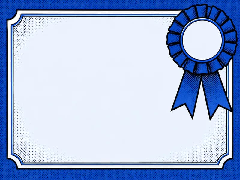 Poster illustration of a blank certificate sheet with a plain ribbon rosette